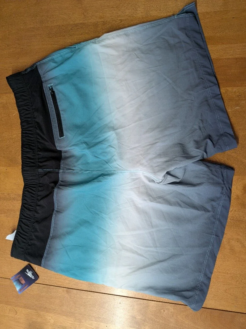Speedo Ombre Swim Trunks in Teal, Gray & White